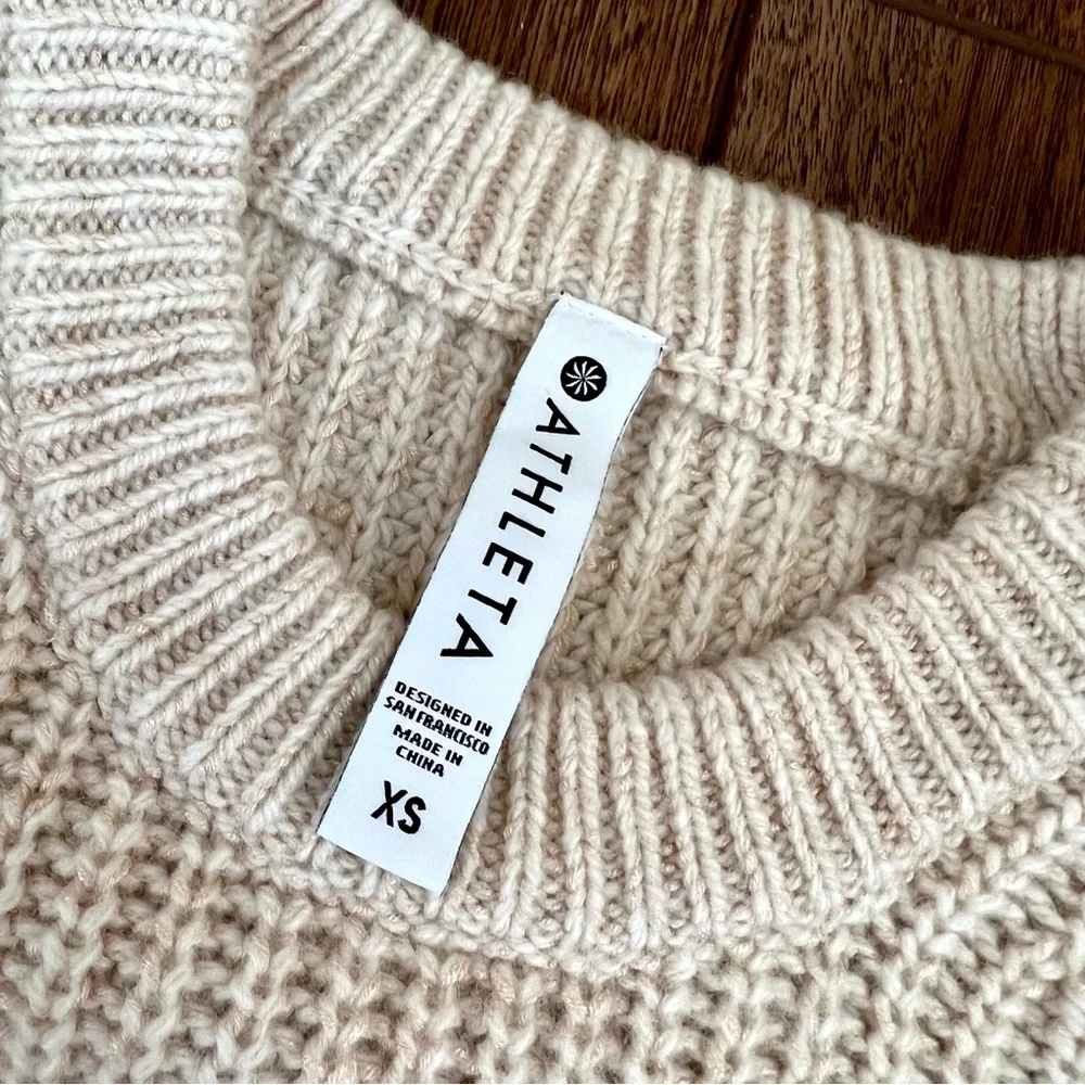 NWOT Athleta Sierra Crew Beige Wool Blend Pullover Sweater - Picture 13 of 16